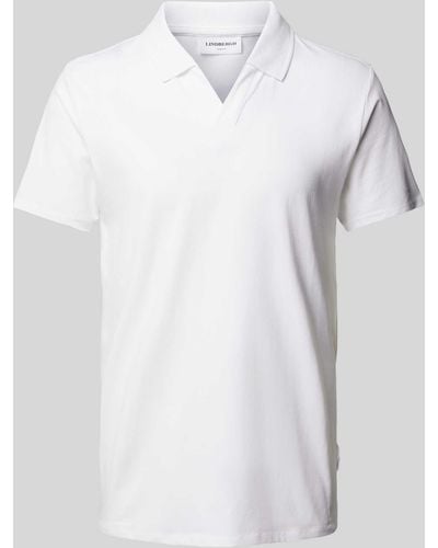 Lindbergh Slim Fit Poloshirt mit Umlegekragen - Weiß