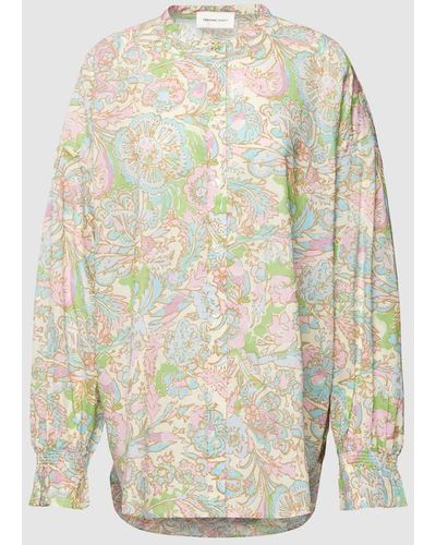 FABIENNE CHAPOT Bluse aus reiner Bio-Baumwolle mit floralem Muster Modell 'Lexi' - Grau