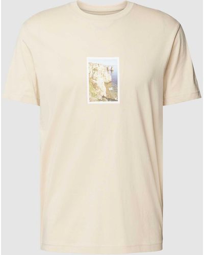 SELECTED T-Shirt aus reiner Baumwolle mit Motiv-Print Modell 'ALOHA' - Natur