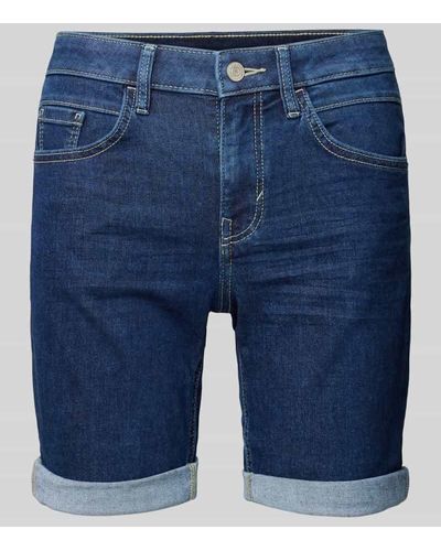 Tom Tailor Slim Fit Jeansbermudas im 5-Pocket-Design - Blau