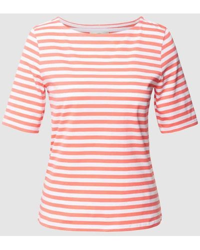 Fynch-Hatton T-Shirt mit Streifenmuster Modell 'Boat Neck' - Pink