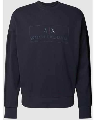 Armani Exchange Sweatshirt mit Label-Print - Blau