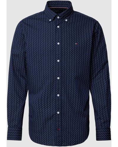 Tommy Hilfiger Zakelijk Overhemd Met All-over Motief - Blauw