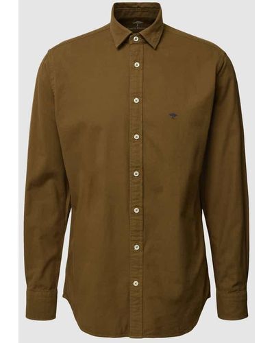 Fynch-Hatton Freizeithemd aus Baumwolle mit Label-Detail Modell 'Oxford' - Grün