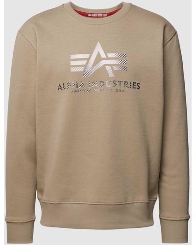 Alpha Industries Sweatshirt mit Label-Print Modell 'CARBON' - Natur