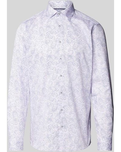Eterna Slim Fit Zakelijk Overhemd Met Paisleymotief - Wit