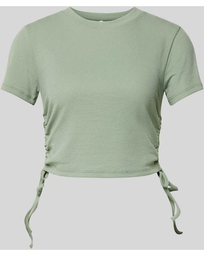 ONLY Cropped T-Shirt mit Schleifen-Details Modell 'AMY' - Grün