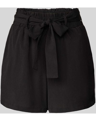 Pieces High Waist Shorts mit Bindegürtel Modell 'SADE' - Schwarz