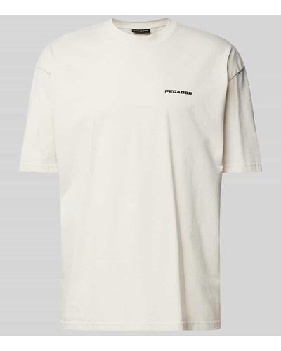 PEGADOR Oversized T-Shirt mit Label-Print Modell 'LOGO' - Natur