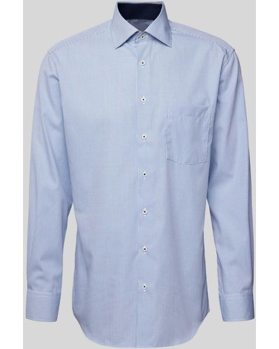 Eterna Modern Fit Zakelijk Overhemd Met Ruitjes - Blauw