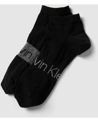 Calvin Klein Sneakersocken mit Label-Print im 2er-Pack Modell 'RIBBO' - Schwarz