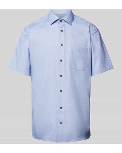 Eterna Modern Fit Business-Hemd in unifarbenem Design - Blau