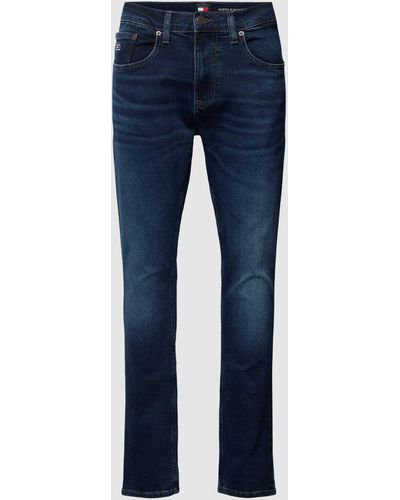 Tommy Hilfiger Slim Tapered Fit Jeans mit Label-Stitching Modell 'AUSTIN' - Blau