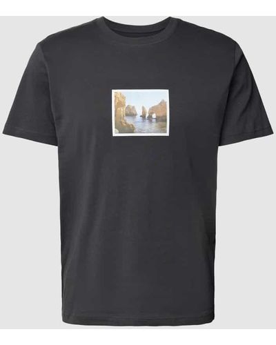SELECTED T-Shirt aus reiner Baumwolle mit Motiv-Print Modell 'ALOHA' - Schwarz