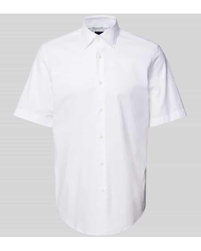 BOSS Regular Fit Business-Hemd mit Strukturmuster Modell 'Joe' - Weiß