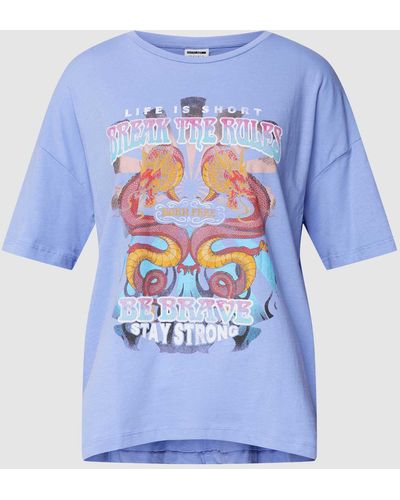 Noisy May T-Shirt mit Motiv-Print Modell 'NMMATHILDE' - Blau