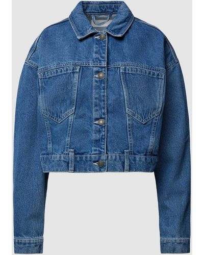Noisy May Cropped Jeansjacke mit aufgesetzten Brusttaschen Modell 'RONJA' - Blau