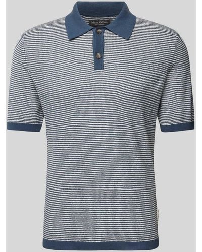 Marc O' Polo Regular Fit Poloshirt Met Korte Knoopsluiting - Blauw