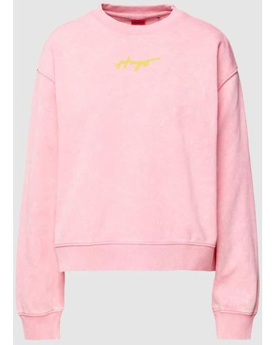 HUGO Sweatshirt mit Motiv-Print Modell 'Deroxina' - Pink