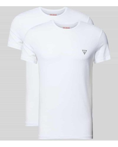 Guess T-Shirt mit Label-Print Modell 'CALEB' - Weiß