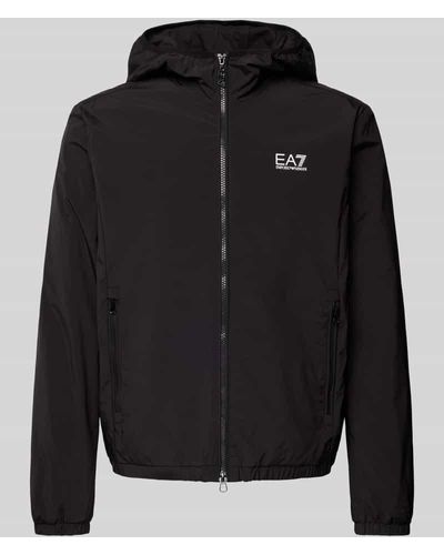 EA7 Trainingsjacke mit Zweiwege-Reißverschluss - Schwarz