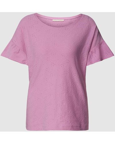 Edc By Esprit T-shirt Met Structuurmotief - Roze