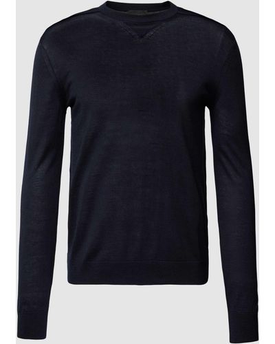 Emporio Armani Gebreide Pullover Met Ribboorden - Blauw