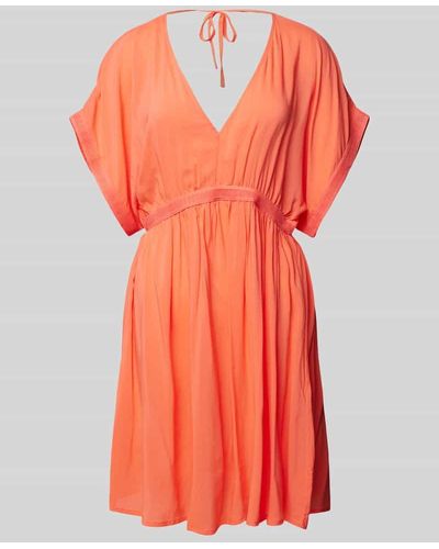 Marie Jo Knielanges Kleid mit V-Ausschnitt Modell 'ALMOSHI' - Orange