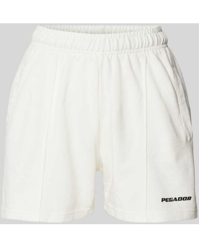 PEGADOR High Waist Sweatshorts mit Label-Print Modell 'SULLY' - Weiß