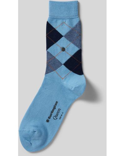 Burlington Socken mit Zickzack-Muster Modell 'Queen' - Blau