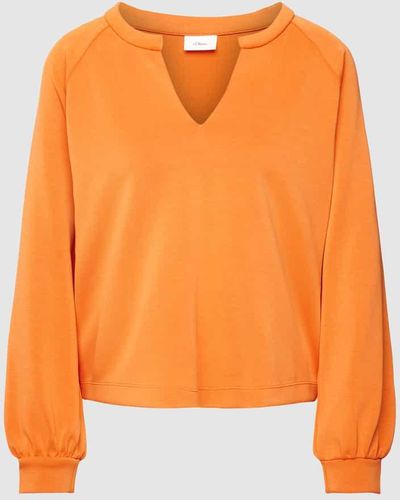 s.Oliver BLACK LABEL Sweatshirt mit V-Ausschnitt - Orange