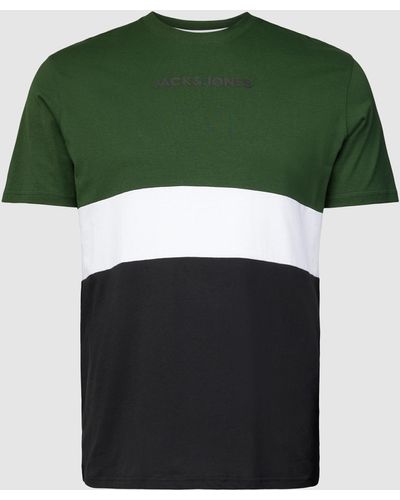 Jack & Jones PLUS SIZE T-Shirt im Colour-Blocking-Design Modell 'EREID' - Grün