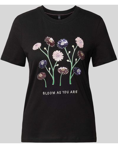 ONLY T-Shirt mit floralem Print - Schwarz