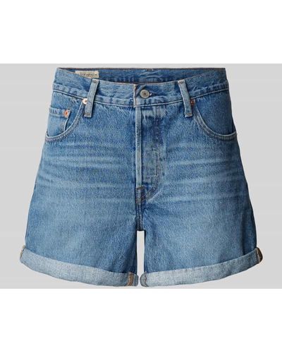 Levi's Regular Fit Jeansshorts im 5-Pocket-Design Modell '501®' - Blau