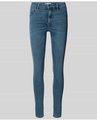 Gina Tricot High Waist Jeans in unifarbenem Design Modell 'Molly' - Blau