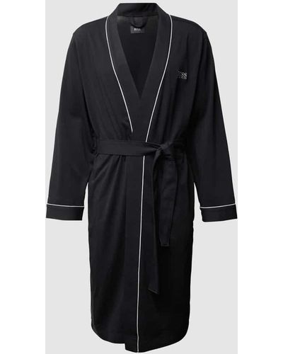 BOSS Bademantel mit Kontraststreifen Modell 'Kimono BM' - Schwarz