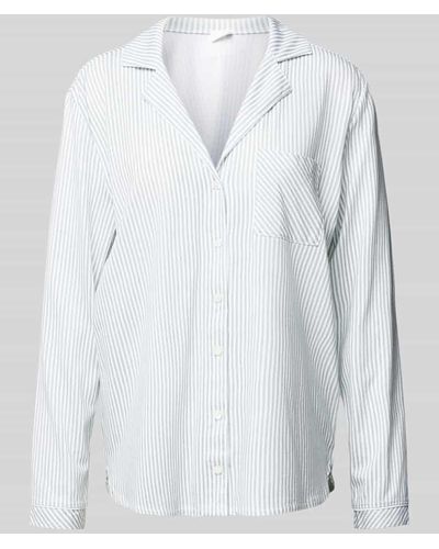 S.oliver Pyjama-Oberteil mit Streifenmuster Modell 'Everyday' - Weiß