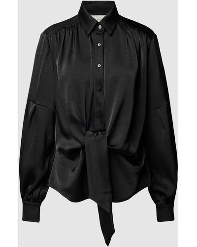 Neo Noir Bluse mit Hemdblusenkragen Modell 'Naja' - Schwarz