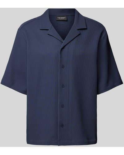 Elias Rumelis Oversized Freizeithemd mit Plisseefalten Modell 'Farold' - Blau