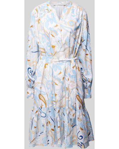 Herzensangelegenheit Midi-jurk Met Strikceintuur - Blauw