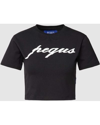Pequs Cropped T-Shirt mit Logo-Print - Blau