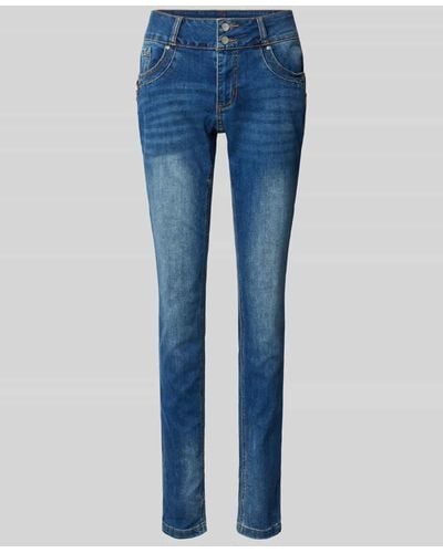 Buena Vista Slim Fit Jeans im 5-Pocket-Design Modell 'Tummyless' - Blau