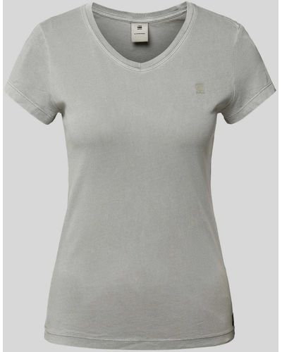 G-Star RAW Slim Fit T-Shirt mit Label-Detail Modell 'Overdyed' - Grau