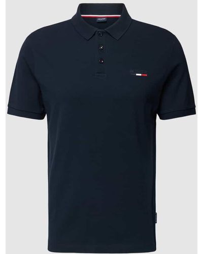 Hechter Paris Poloshirt mit Label-Stitching - Blau