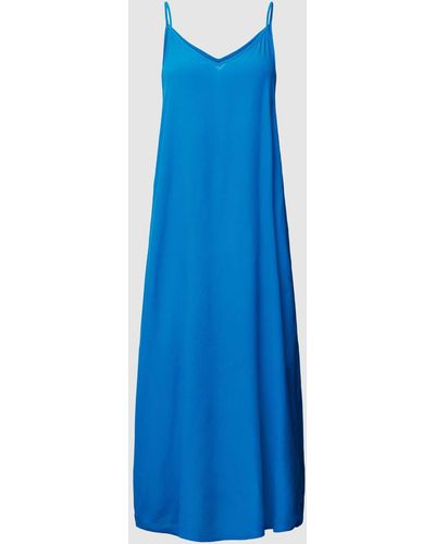 Vila Knielanges Kleid aus Viskose mit Herz-Ausschnitt Modell 'ROMA' - Blau