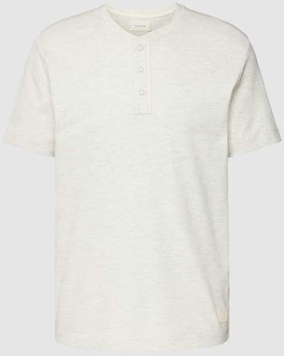 Tom Tailor T-Shirt mit kurzer Knopfleiste - Weiß