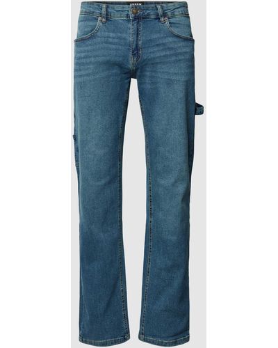 Urban Classics Straight Leg Fit Jeans Met Labelpatch - Blauw
