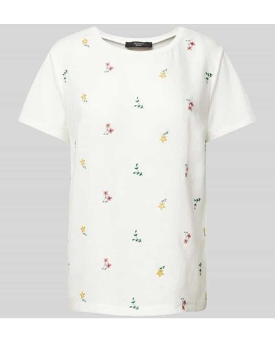 Weekend by Maxmara T-Shirt aus Flachs mit Rundhalsausschnitt Modell 'MAGNO' - Weiß