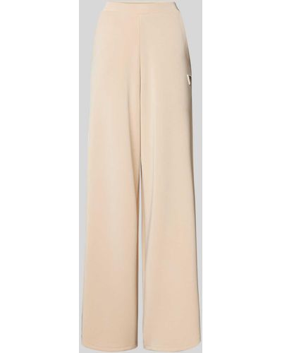 Guess Wide Leg Stoffhose mit Label-Badge Modell 'OLYMPE' - Natur