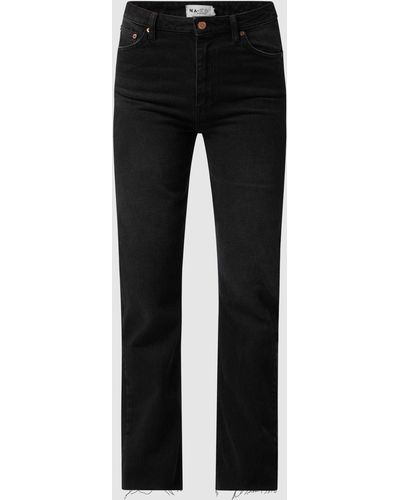 NA-KD Straight Fit High Waist Jeans aus Baumwolle - Schwarz